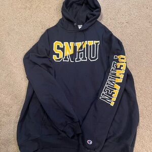 Champion Dark Blue Hoodie with Yellow SNHU Print